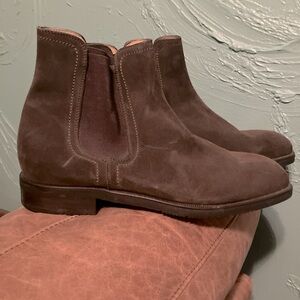 Bally men’s boots brown suede size 10 made in italy worn once brand new !!!